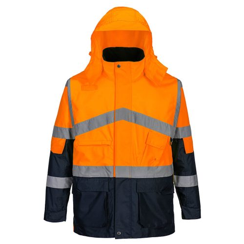 Portwest S760 Hi-Vis kéttónusú lélegző kabát Narancs / Navy - XXL