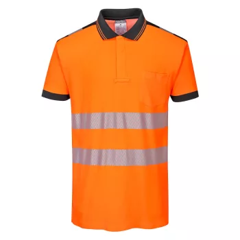 Portwest T180 PW3 Hi-Vis pólóing S/S Narancs/Fekete - XS