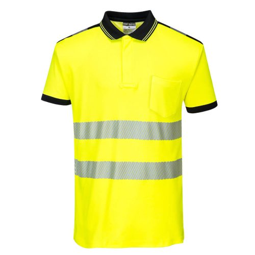 Portwest T180 PW3 Hi-Vis pólóing S/S Sárga / Fekete - XS