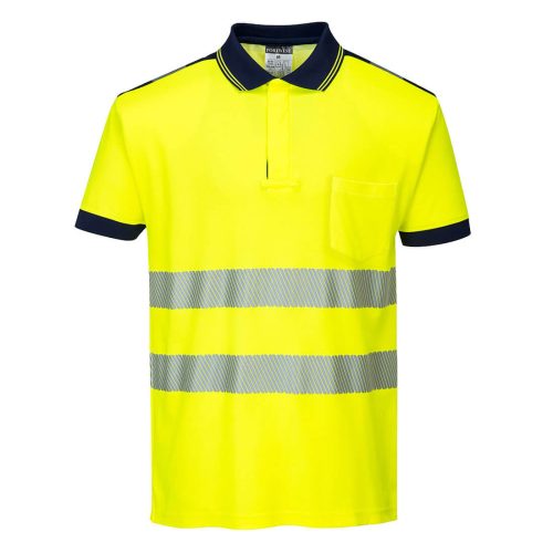 Portwest T180 PW3 Hi-Vis pólóing S/S Sárga / Navy - S