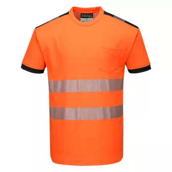 Portwest T181 PW3 Hi-Vis póló S/S Narancs/Fekete - XS