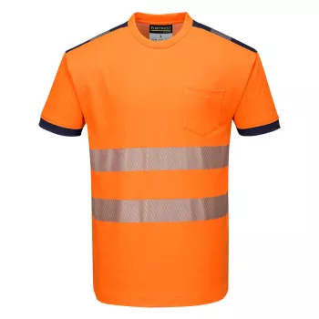 Portwest T181 PW3 Hi-Vis póló S/S Narancs/Navy - S
