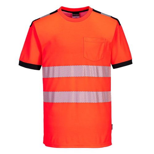 Portwest T181 PW3 Hi-Vis póló S/S Piros / Fekete - S