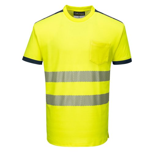 Portwest T181 PW3 Hi-Vis póló S/S Sárga / Navy - S