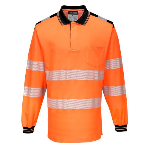 Portwest T184 PW3 Hi-Vis hosszú ujjú pólóing Narancs / Fekete - S