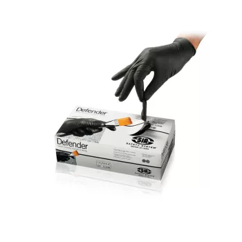   Sir Safety System Defender, nitril egyszerhasználatos kesztyű - 100db/doboz fekete 10/XL